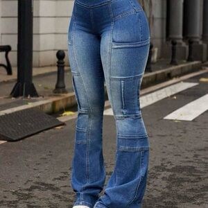 Shein bleach wash flared jeans